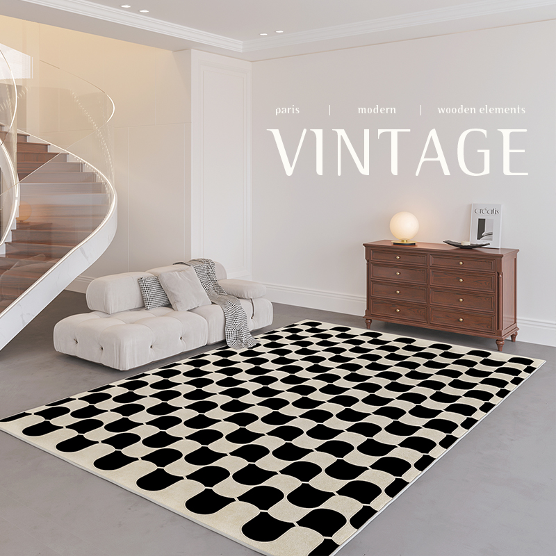 Home Textiles France - French Retro Rugs for Bedroom Checkerboard