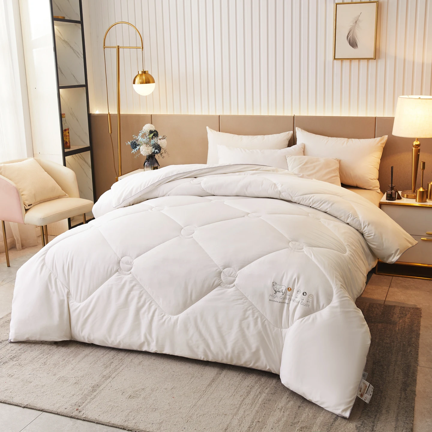 Duvet Insert White - Luxury 100% Wool Quilt Core Autumn