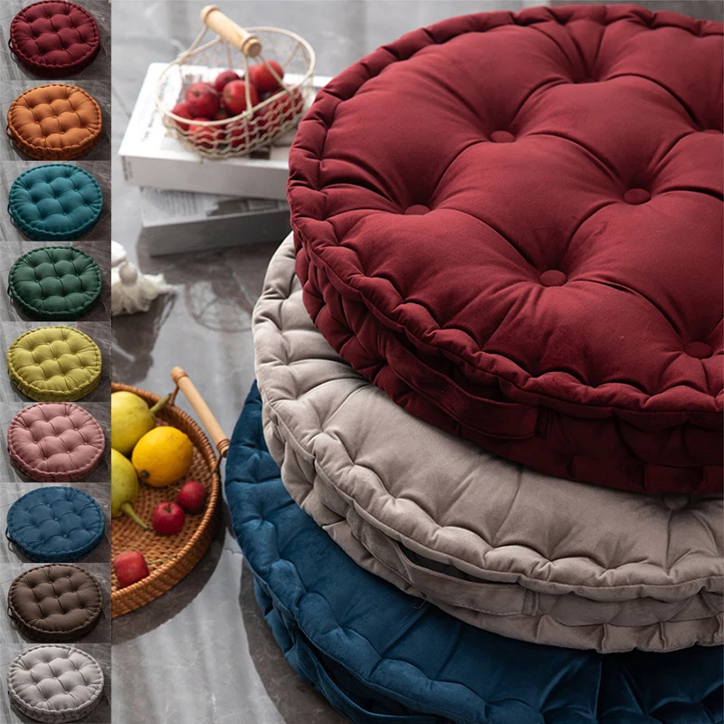 Floor Cushion Pouf - 60x60cm Nordic Plain Velvet Tatami Round