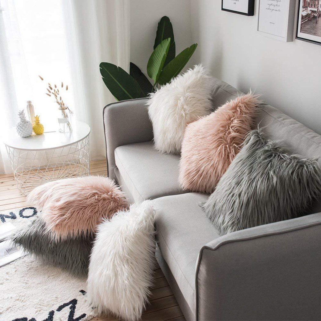 Soft Long Fur Fluffy Sofa Pill - Home Textiles Luxury ulasan dan harga