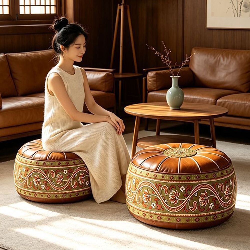PU Leather Fillable Ottoman Po - Floor Cushion Pouf ulasan dan harga