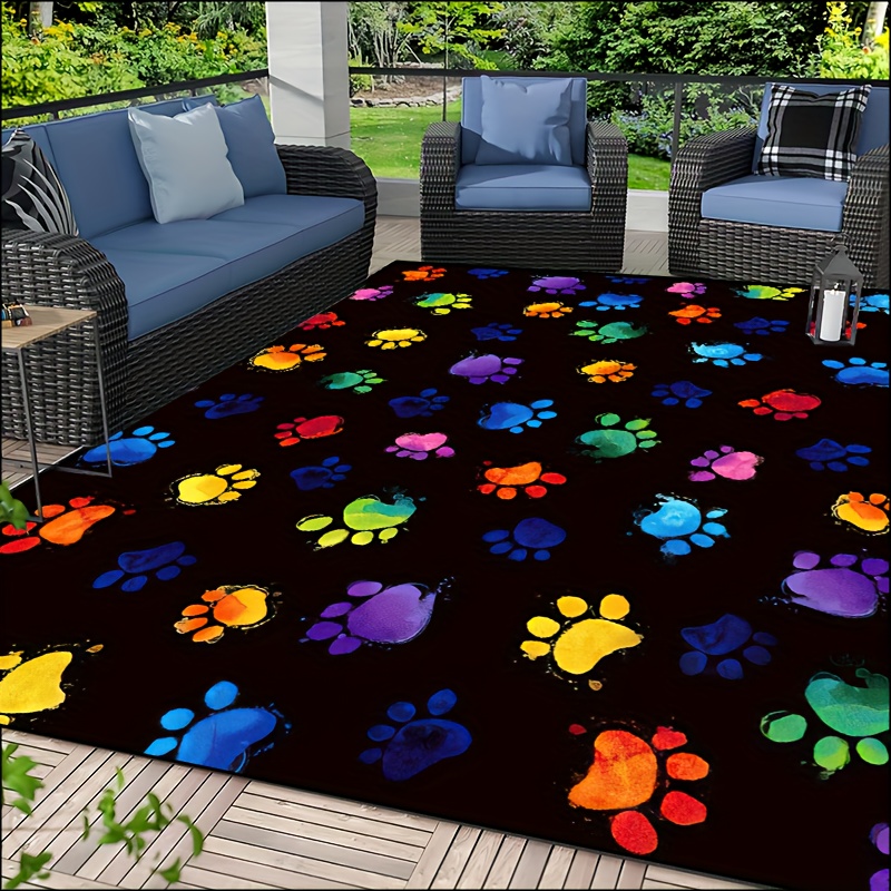 1pc Vibrant Dog Paw Print Area - Home Textiles Designer ulasan dan harga