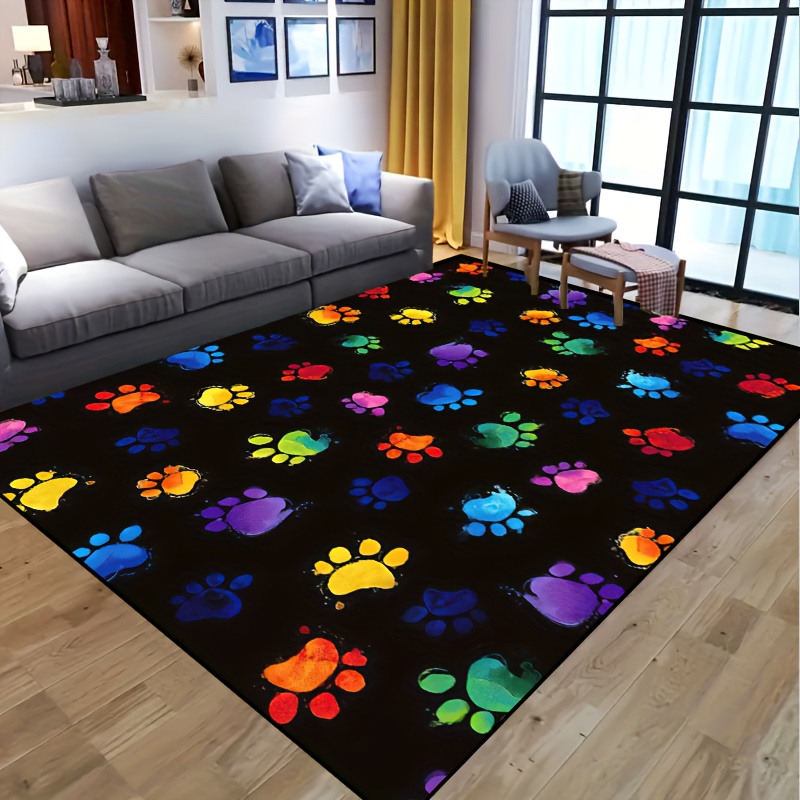 1pc Vibrant Dog Paw Print Area - Home Textiles Designer ulasan dan harga
