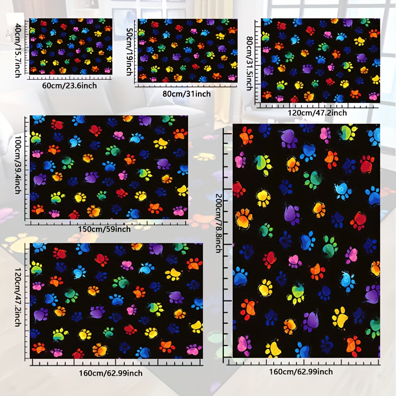 1pc Vibrant Dog Paw Print Area - Home Textiles Designer ulasan dan harga