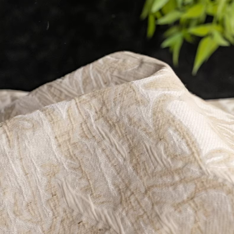 Beige Linen Jacquard Fabric Fl - Home Textiles Designer ulasan dan harga