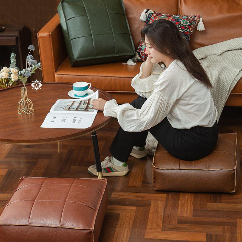 Moroccan PU Leather Pouf Floor - Floor Cushion Pouf ulasan dan harga