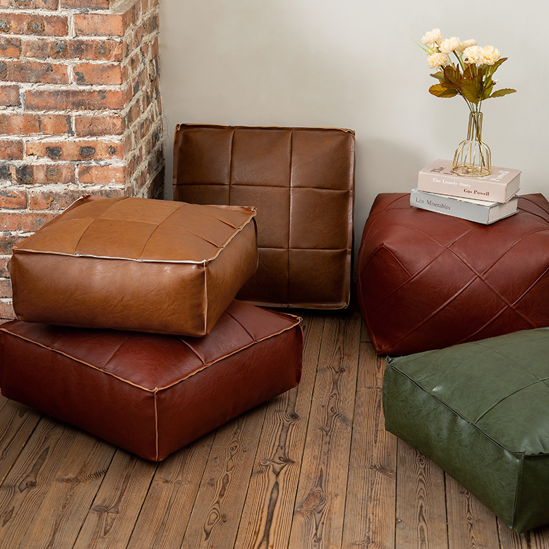 Moroccan PU Leather Pouf Floor - Floor Cushion Pouf ulasan dan harga