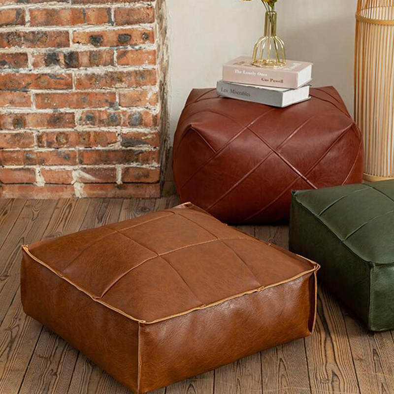 Moroccan PU Leather Pouf Floor - Floor Cushion Pouf ulasan dan harga