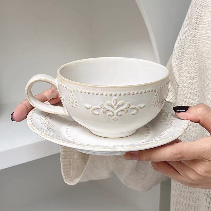 French Retro Relief Flower Cup - Home Textiles France ulasan dan harga
