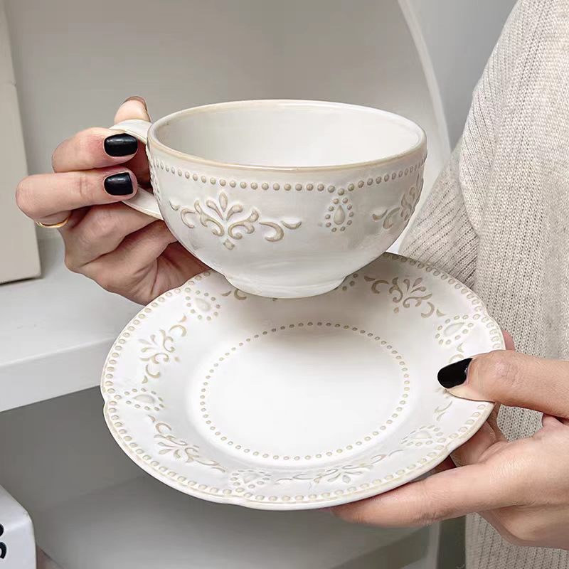 French Retro Relief Flower Cup - Home Textiles France ulasan dan harga