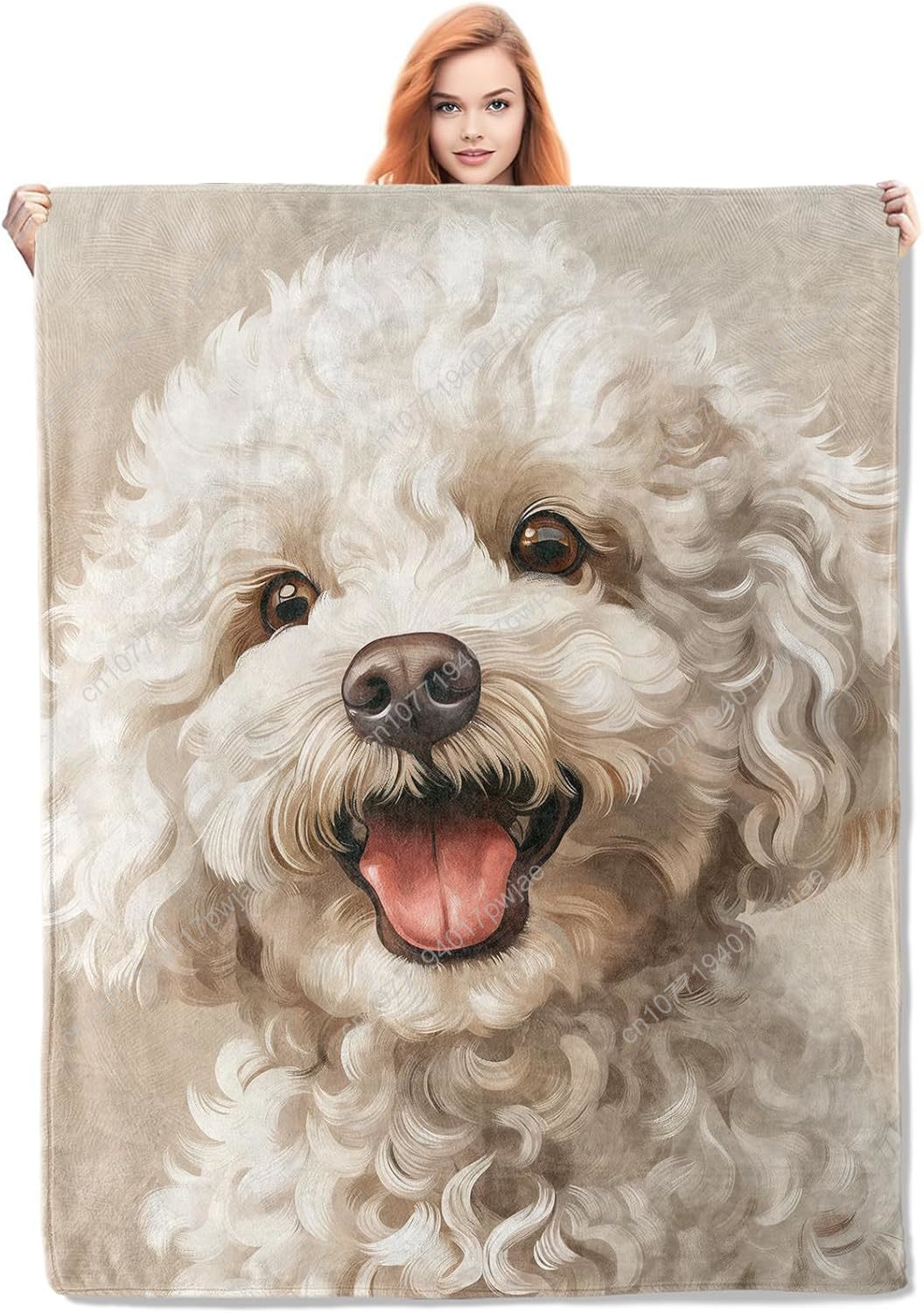 Joyful Poodle Portrait Blanket - Home And Textiles ulasan dan harga
