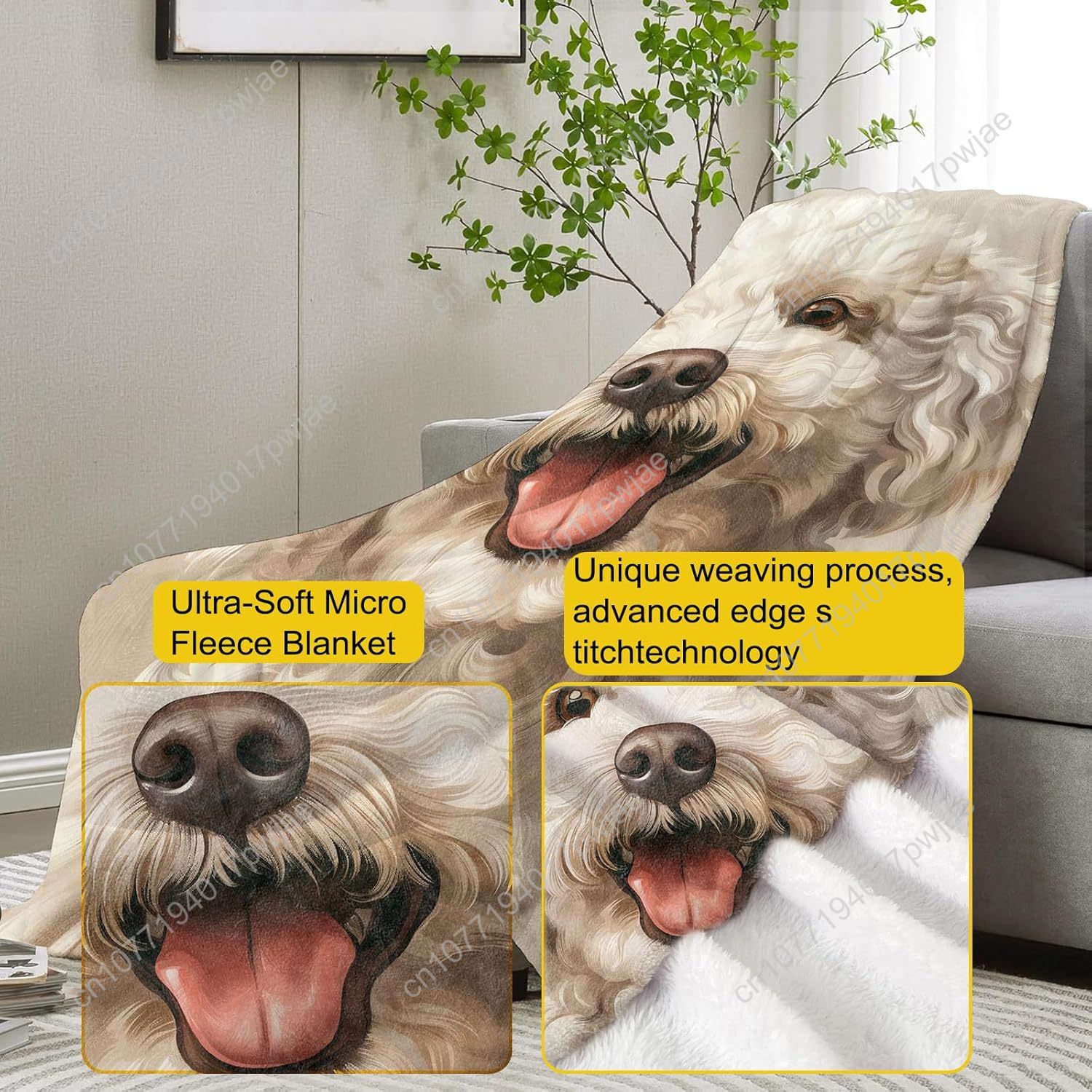 Joyful Poodle Portrait Blanket - Home And Textiles ulasan dan harga