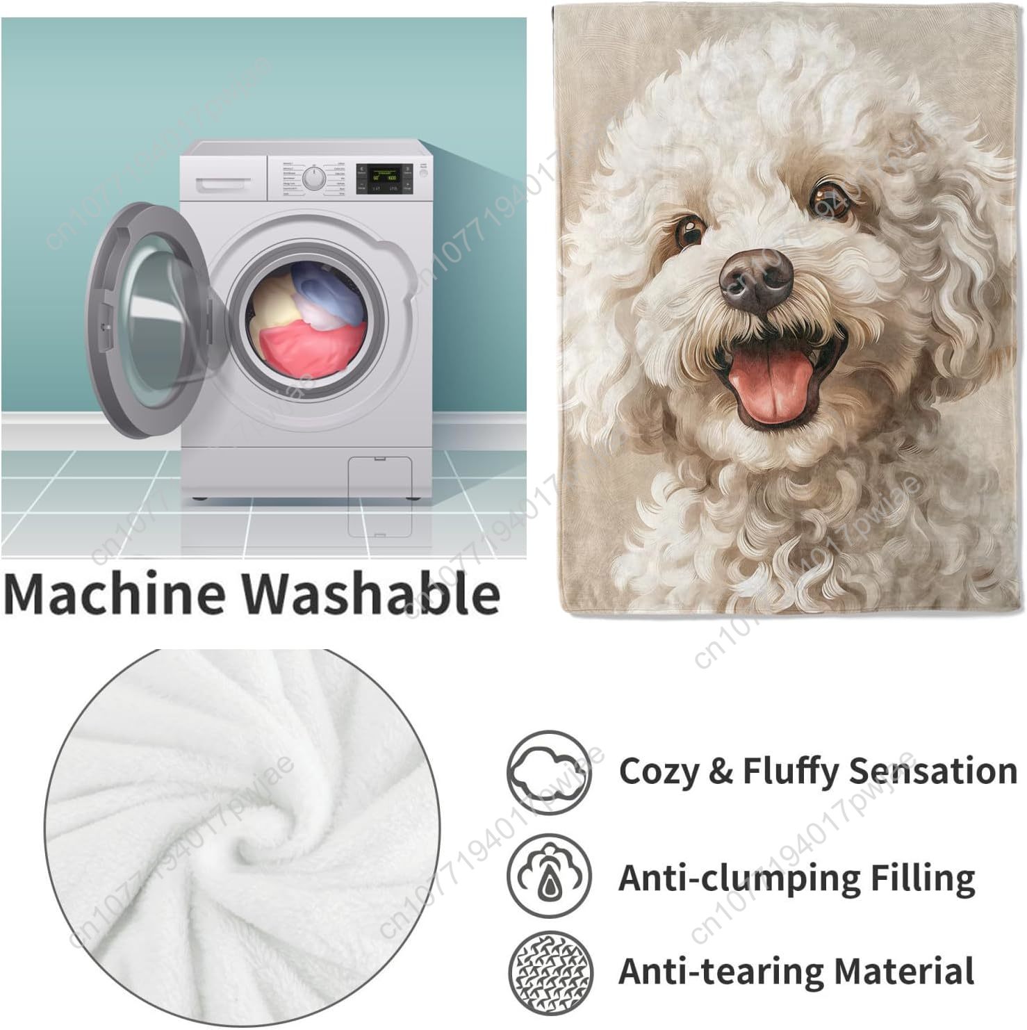 Joyful Poodle Portrait Blanket - Home And Textiles ulasan dan harga