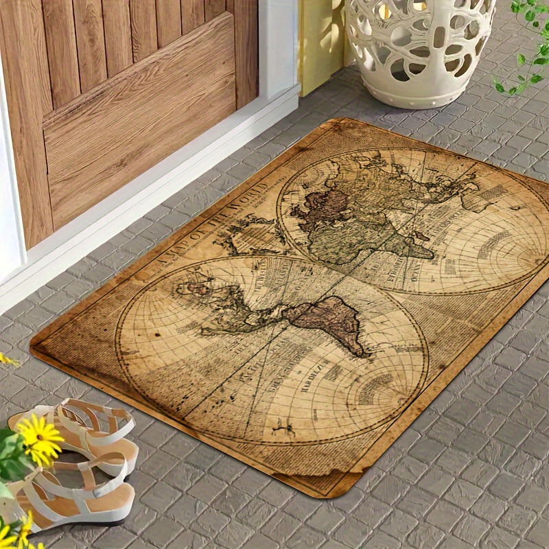 Vintage Map Design Non-Slip Fl - Home Textiles Designer ulasan dan harga