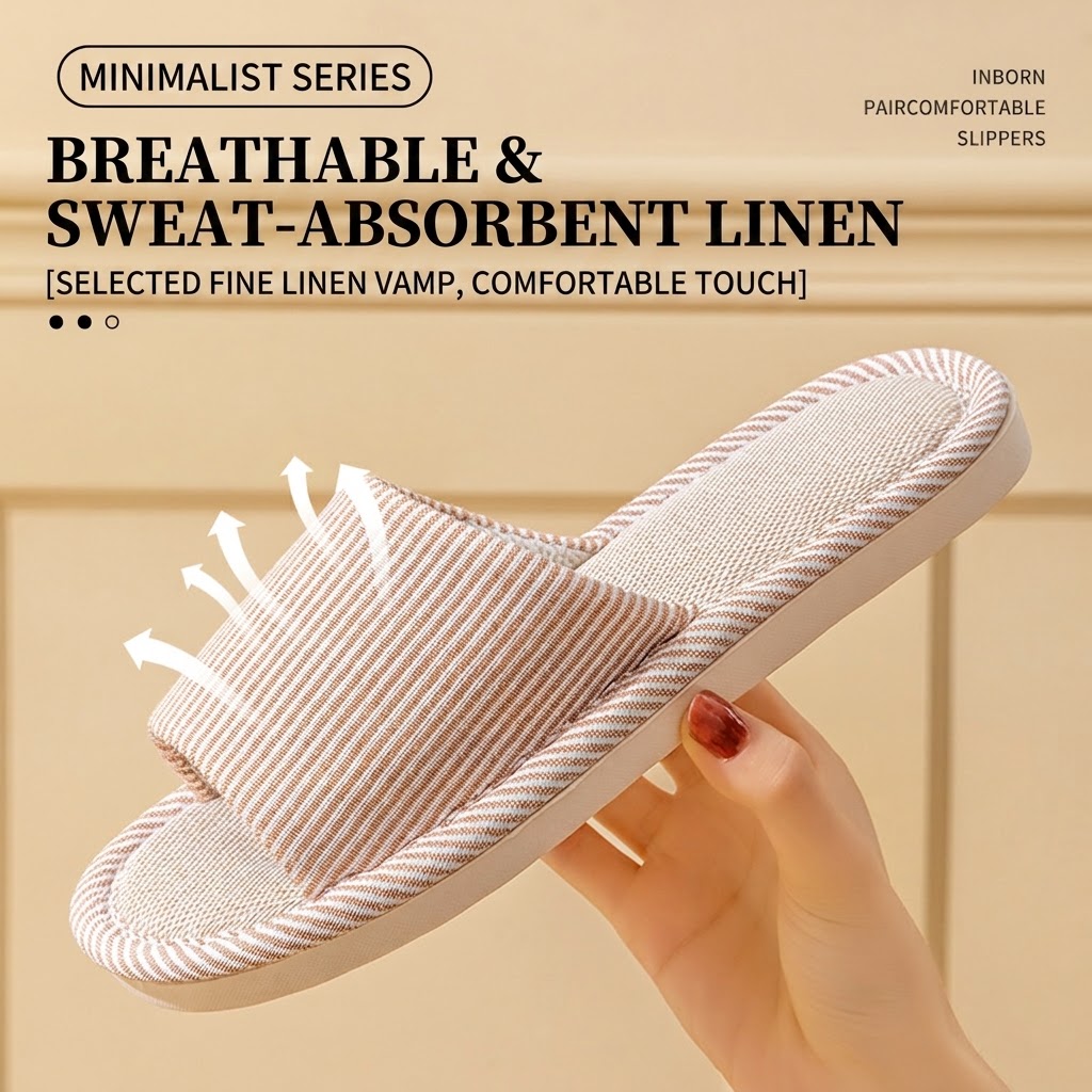 Breathable Flax Linen Slippers - Home And Textiles ulasan dan harga