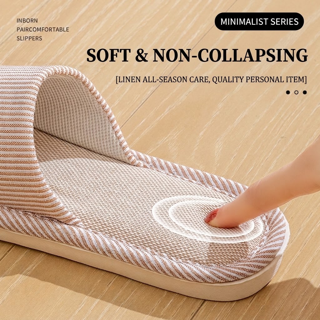Breathable Flax Linen Slippers - Home And Textiles ulasan dan harga